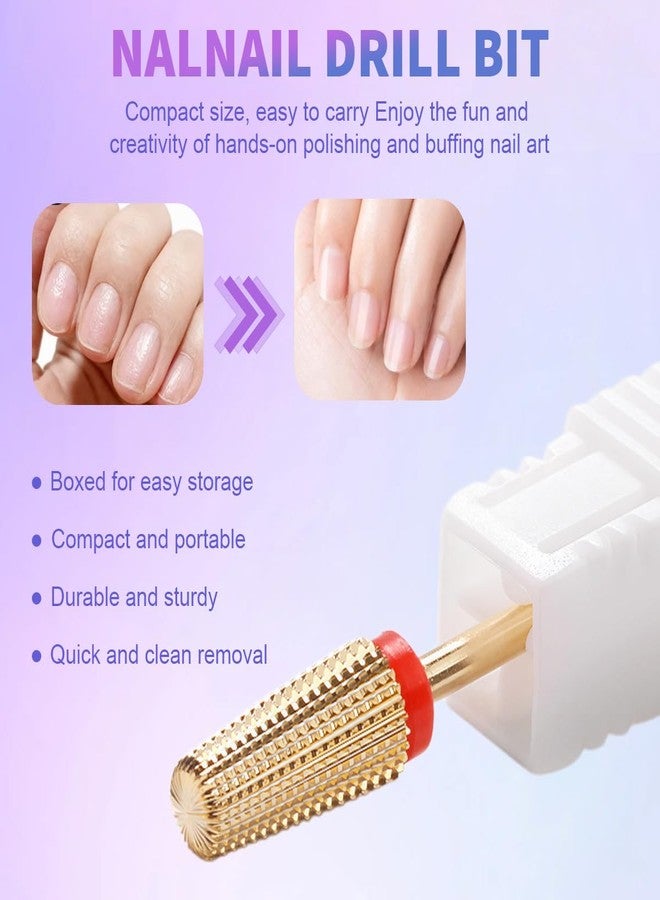 Quupy 5 in 1 Nail Drill Bits Steel Two Way Rotate Safety Bits Fast Remove Acrylic Nails for Manicure Pedicure Tools(Gold) - Image 4